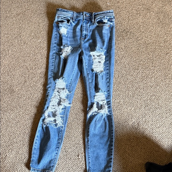 Distressed Blue Women's Jeans - Picture 1 of 3